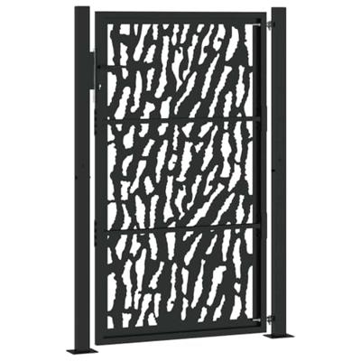 Poort met sporenontwerp 105x155 cm staal zwart