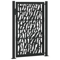 Poort met sporenontwerp 105x155 cm staal zwart - thumbnail