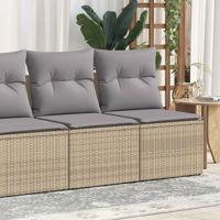 2-delige Loungeset met kussens poly rattan acacia beige - thumbnail