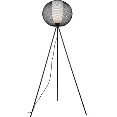 LED Vloerlamp - Trion Filtran - E27 Fitting - 1-lichts - Rond - Mat Zwart - Aluminium