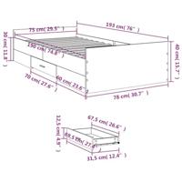 Bedframe met lades bewerkt hout gerookt eikenkleurig 75x190 cm - thumbnail