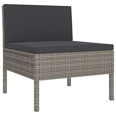 3-delige Loungeset met kussens poly rattan grijs 3-delige Loungeset met kussens poly rattan grijs