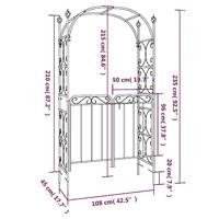 Tuinboog met poort 108x45x235 cm staal zwart - thumbnail