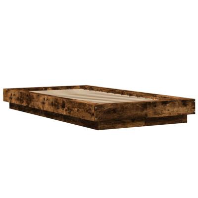 Bedframe met LED-verlichting gerookt eikenkleurig 100x200 cm