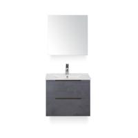 Seville Badmeubelset 60 cm - Beton Antraciet Edge greep - Wastafel Enjoy - met Spiegelkast - thumbnail