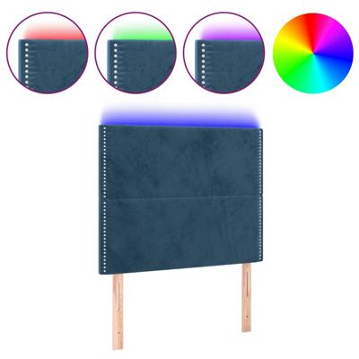 Hoofdbord LED 90x5x118/128 cm fluweel donkerblauw - thumbnail