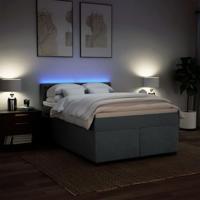 Boxspring met matras stof donkergrijs 140x190 cm - thumbnail