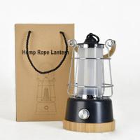 Draadloze lantaarn - LUMISKY - WILDY - H23 cm - Touwhandvat - Warmwitte en dimbare LED - thumbnail