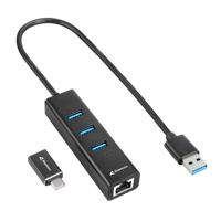 Sharkoon 3-Port USB 3.2 Gen 1 Aluminium + Gigabit LAN dockingstation - thumbnail