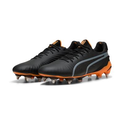 PUMA King Ultimate IJzeren-Nop Voetbalschoenen (SG) Zwart Oranje Zilver