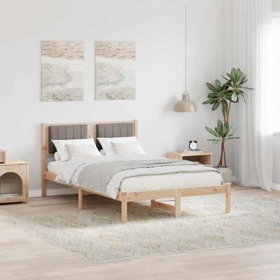 Bedframe met Gevoerd Hoofdgedeelte Taupe 120 x 200 cm Stof Bedframe met Gevoerd Hoofdgedeelte Taupe 120 x 200 cm Stof