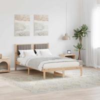 Bedframe met Gevoerd Hoofdgedeelte Taupe 120 x 200 cm Stof - thumbnail