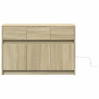 Tv-meubel met LED 91x34x61 cm bewerkt hout sonoma eikenkleurig - thumbnail