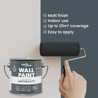 VidaXL Muurverf zwart 2,5 l wandprint - thumbnail