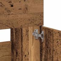 Badkamerkast met spiegel bewerkt hout oud houtkleurig - thumbnail