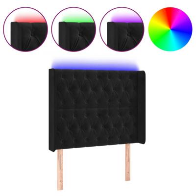 Hoofdbord LED 103x16x118/128 cm fluweel zwart