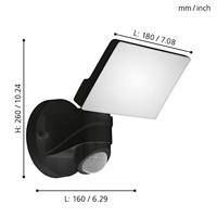 Eglo Led schijnwerperPagino met bewegingssensor zwart - 98178 - thumbnail
