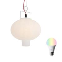 QAZQA Smart buiten hanglamp wit 35cm met rode stekker incl. Wifi A60 - thumbnail