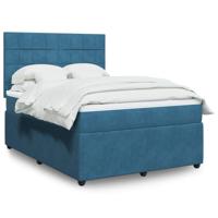 Boxspring met matras fluweel donkerblauw 140x190 cm - thumbnail