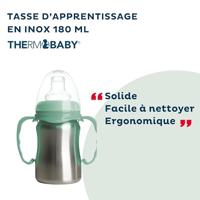 Leerbeker - THERMOBABY - Roestvrij staal - 180 ml - Cactusgroen - Ergonomisch en lekvrij - thumbnail
