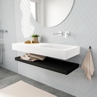 Zaro ALAN vrijhangende wastafel 120cm met wasbak Enkel rechts en solid suface planchet in kleur Zwart mat 0 lade(s) Zaro ALAN vrijhangende wastafel 120cm met wasbak Enkel rechts en solid suface planchet in kleur Zwart mat 0 lade(s)