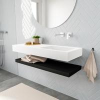 Zaro ALAN vrijhangende wastafel 120cm met wasbak Enkel rechts en solid suface planchet in kleur Zwart mat 0 lade(s) - thumbnail