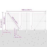VidaXL Hek met paal grijs 1,6 x 10 m staal en pvc - thumbnail