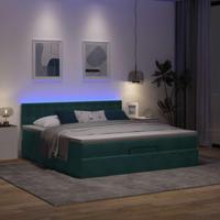 Ottoman bed met matras en LED's 180x200 cm fluweel donkergroen - thumbnail