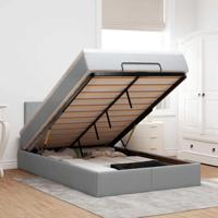 Ottoman bed met matras en LED's 120x190 cm stof lichtgrijs - thumbnail