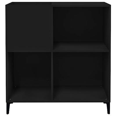 Platenkast 84,5x38x89 cm bewerkt hout zwart