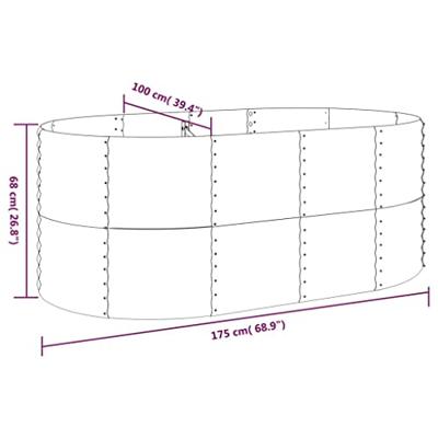 VidaXL Plantenbak 175x100x68 cm gepoedercoat staal antracietkleurig