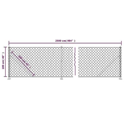 VidaXL Gaashek met flens 1x25 m zilverkleurig