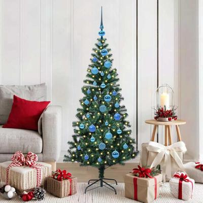 VidaXL Kunstmatig voorverlicht kerstboom groen 150 cm pvc en metaal