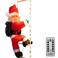 Kerstman op ladder, ladder 90 cm, 48 leds - thumbnail