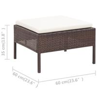 3-delige Loungeset met kussens poly rattan bruin - thumbnail