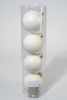 4 kerstballen wolwit emaille 100 mm KSD - Ksd - thumbnail