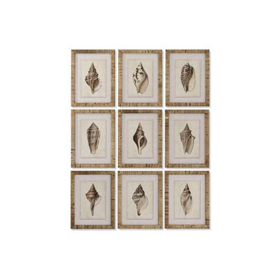 Schilderij Home ESPRIT Mediterrane Schelp 30 x 2,5 x 40 cm (9 Stuks)