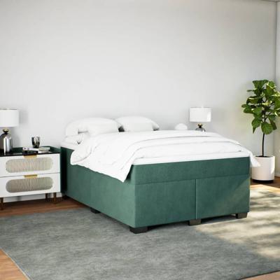 Boxspring met matras fluweel donkergroen 200x200 cm - thumbnail