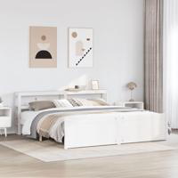 Bedframe met hoofdeinde zonder matras 200x200 cm wit - thumbnail