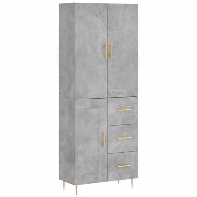 Hoge kast 69,5x34x180 cm bewerkt hout betongrijs