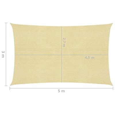 VidaXL Zonnezeil 160 g/m² 3x5 m hdpe beige