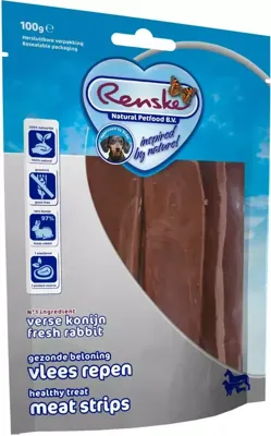 RENSKE GEZONDE BELONING VLEES STRIP KONIJN 100 GR