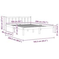 Bedframe massief grenenhout wit 160x200 cm - thumbnail