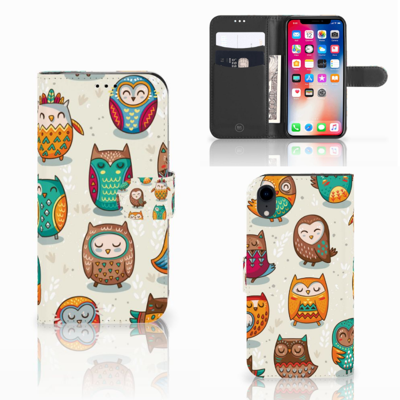 Apple iPhone Xr | Telefoonhoesje | Met pasjeshouder | Vrolijke Uilen