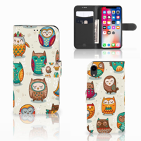 Apple iPhone Xr | Telefoonhoesje | Met pasjeshouder | Vrolijke Uilen - thumbnail