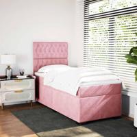 Boxspring met matras fluweel roze 90x190 cm - thumbnail