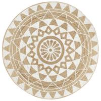 VidaXL Vloerkleed handgemaakt met witte print 120 cm jute - thumbnail