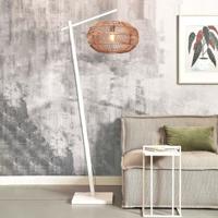 GOOD&MOJO Vloerlamp 'Madeira' Bamboe en rotan, 176cm, kleur Naturel/Wit - thumbnail