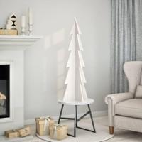 VidaXL Kerstdecoratie kerstboom 112 cm massief grenenhout wit - thumbnail
