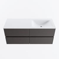 MONDIAZ VICA 120cm badmeubel onderkast Dark Grey 4 lades. Wastafel CLOUD rechts 1 kraangat, kleur Talc. - thumbnail